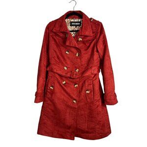 Steve Madden Faux Suede Trench Coat Womens M in Chili
